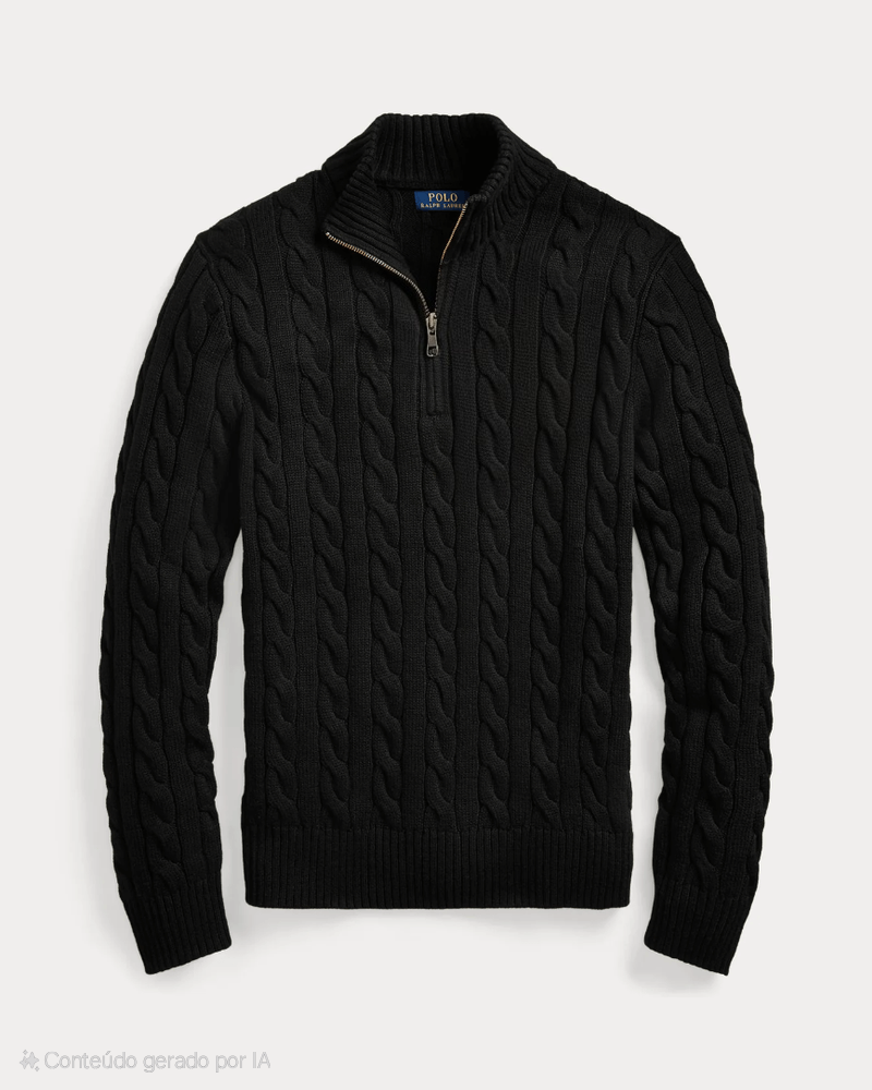 Quarter-Zip Strickpullover aus Baumwolle