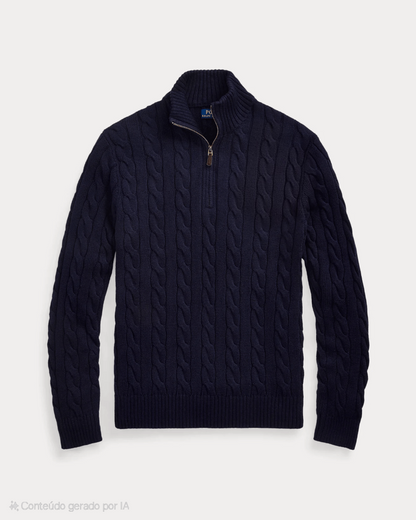 Quarter-Zip Strickpullover aus Baumwolle