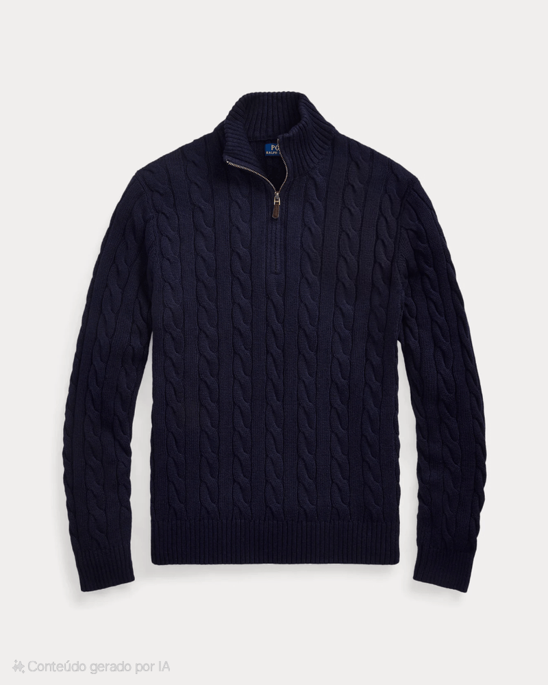 Quarter-Zip Strickpullover aus Baumwolle