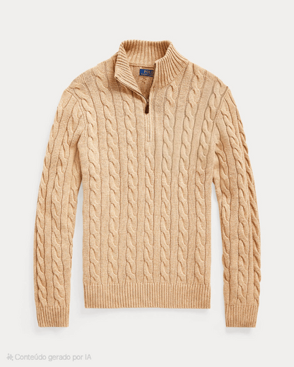 Quarter-Zip Strickpullover aus Baumwolle