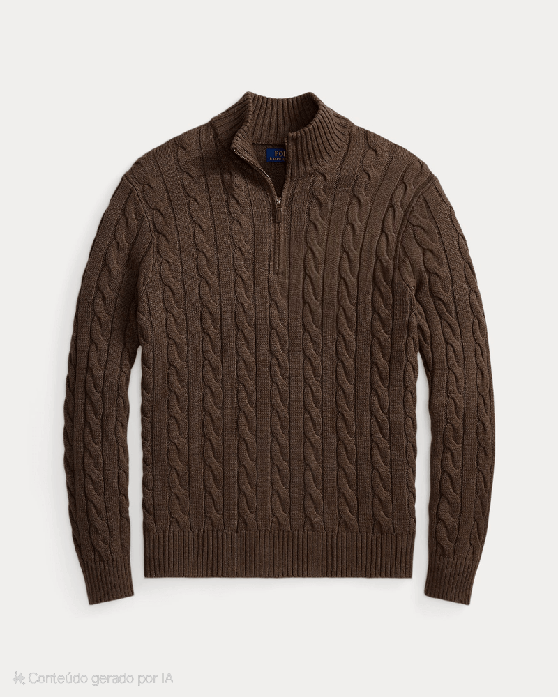 Quarter-Zip Strickpullover aus Baumwolle