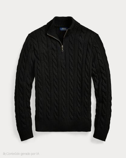 Quarter-Zip Strickpullover aus Baumwolle